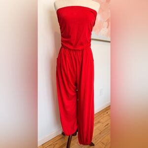 Red Jumpsuit Pants Large